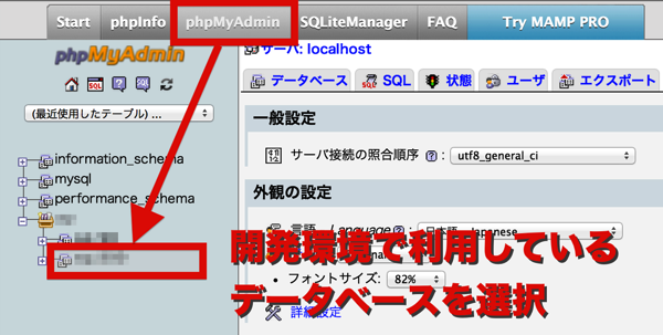 開発環境のデータベースを選択.png 開発環境のデータベースを選択