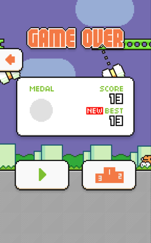 通過した障害物の数でスコアが決まります。Swing Copters.png Swing Copters