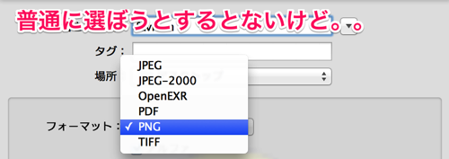プレビューで書き出すときは「option」キーでフォーマットが増える.png プレビューで書き出すときは「option」キーでフォーマットが増える